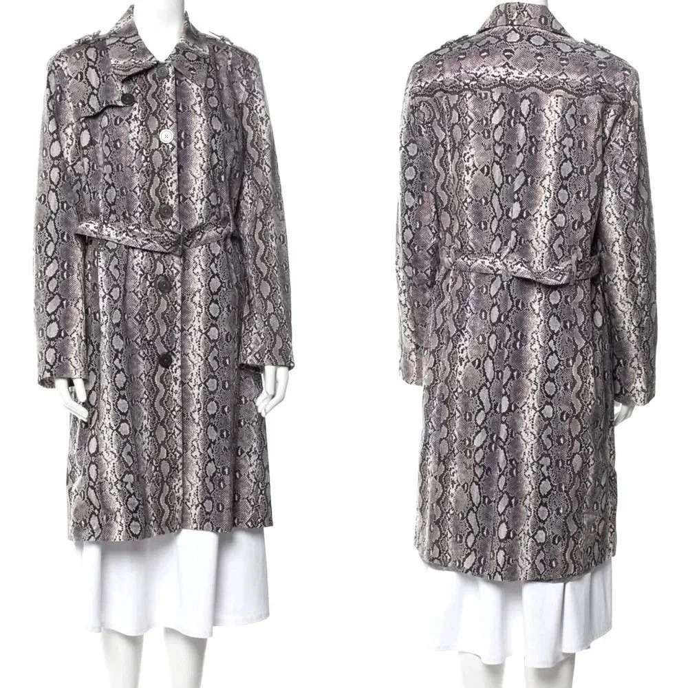 MICHAEL MICHAEL KORS  | Purple Cotton Blend Snakeskin-Print Trench Coat Size M